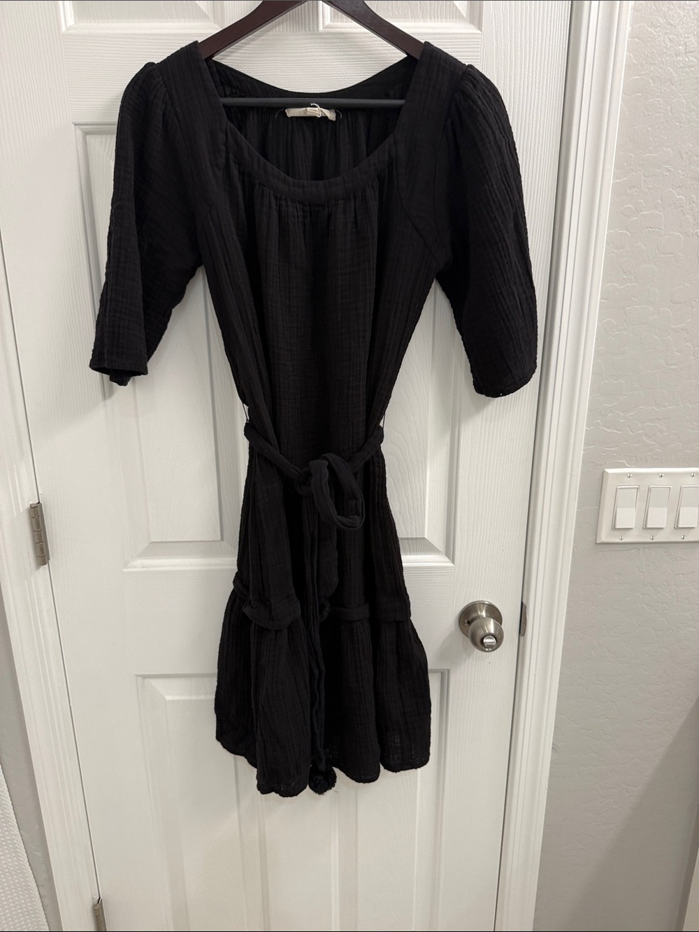 JOHNNY WAS calme Black short sleeve , belted dress - size small
